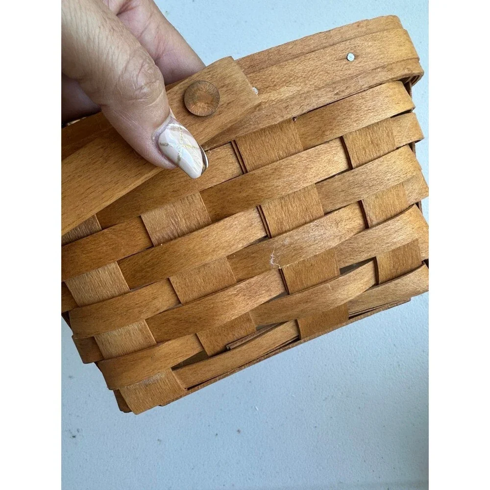 Vintage 1995 Longaberger Handwoven Square Basket Handle Plastic Protector
